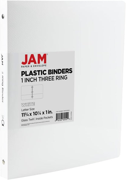 JAM PAPER Plastic 0.75 inch Binder - Clear 3 Ring Binder - Sold Individually