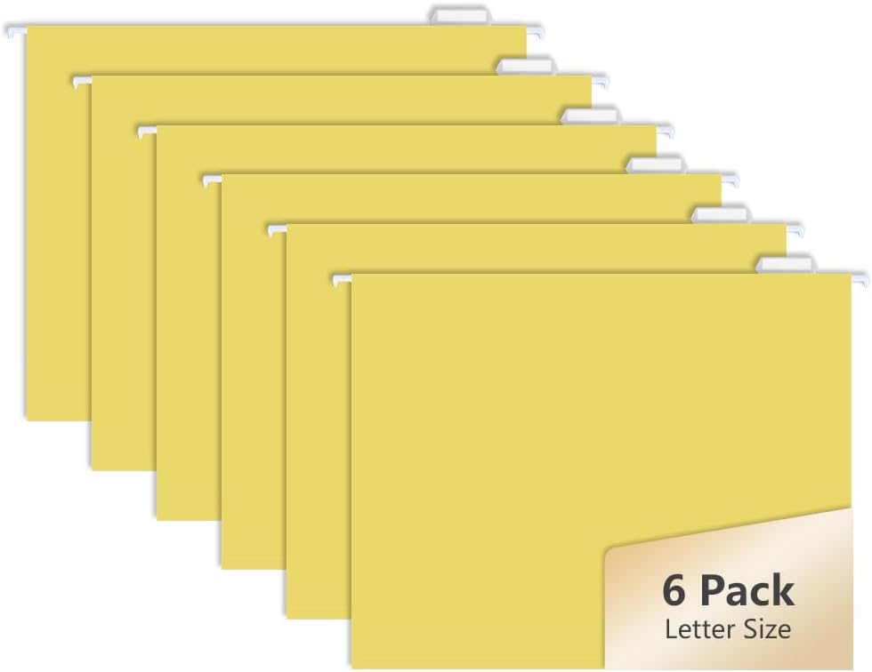 6pcs MagDurnus Hanging File Folders, Letter Size with 1/5 Adjustable Cut Tabs, Black, Decorative,Office Home Drawer,Desk and Cabinet Use