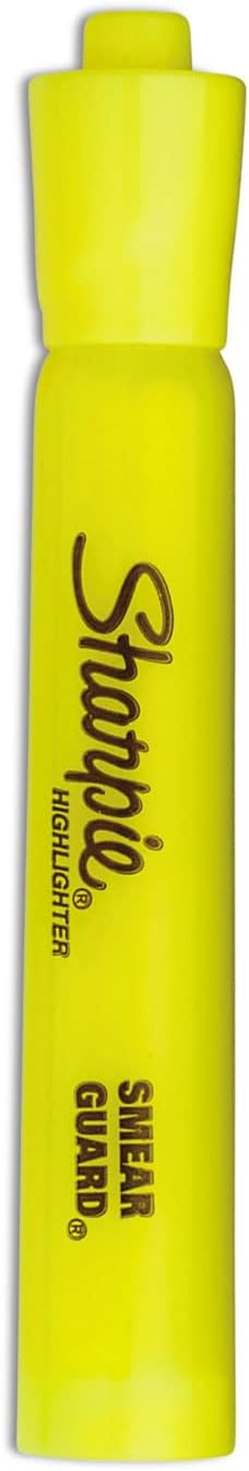 Sharpie Tank Style Highlighters, Fluorescent Yellow, Chisel Tip, 4 Count