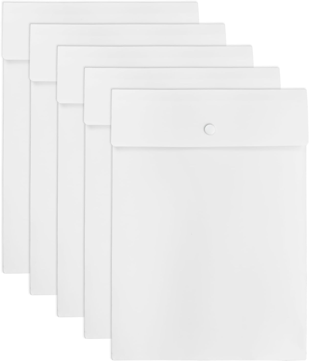 VANRA Vertical File Folders Poly Filing Envelope Plastic Project Folder with Snap Button Closure for A4 Letter Size Paper (Pack of 5, Black)