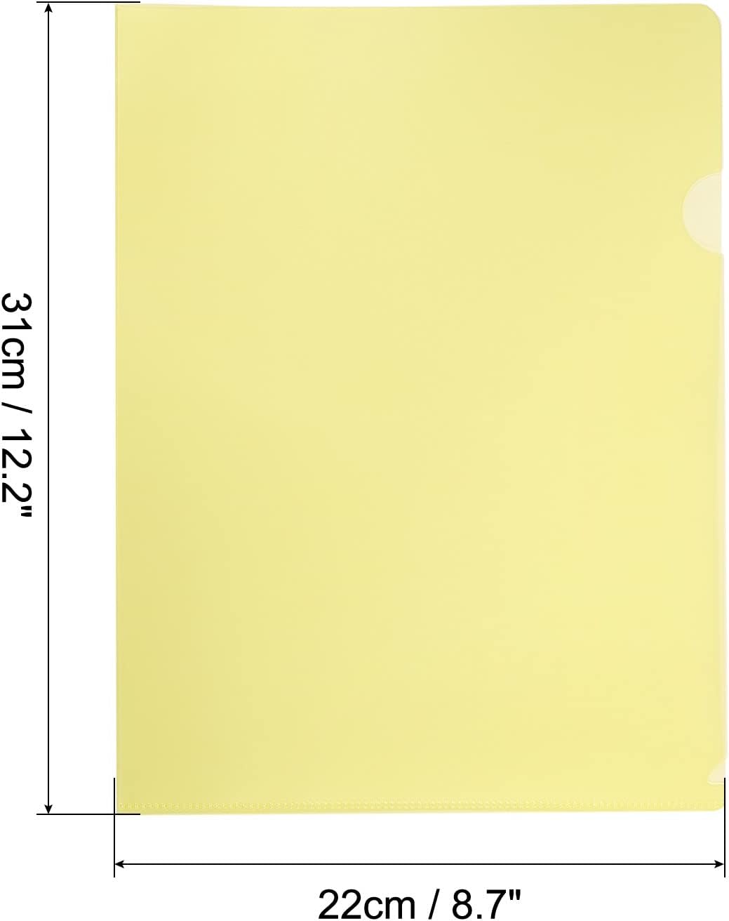 PATIKIL L Type Folders 12 Pack A4 Plastic File Project Pockets Clear Paper Document Jacket Sleeve for Office, Yellow