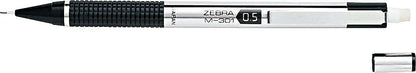 Zebra M-301 Mechanical Pencils 0.5mm, Standard Stainless Steel HB Lead Pencil, 6 Pack with 15 Bonus Eraser Refills