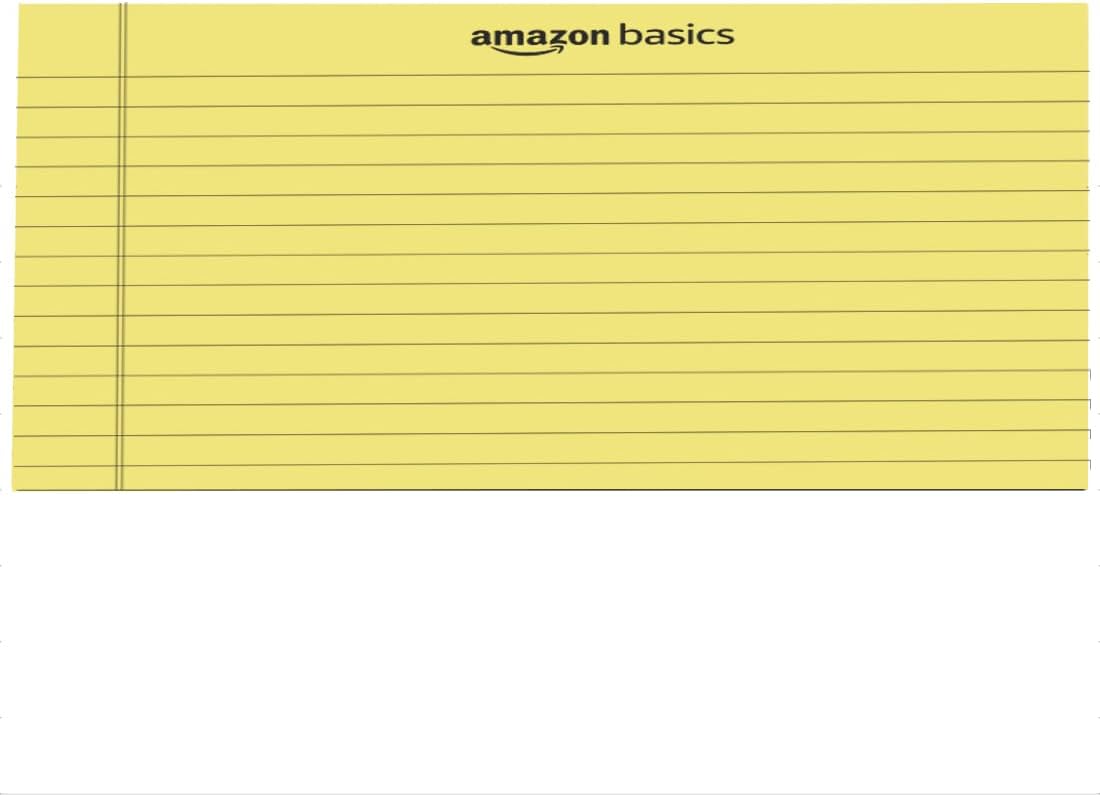 Amazon Basics Wide Ruled Lined Writing Note Pads with Sturdy Back, 8.5" x 11.75", Multicolor, 6-Pack, 300 Sheets, Perforated