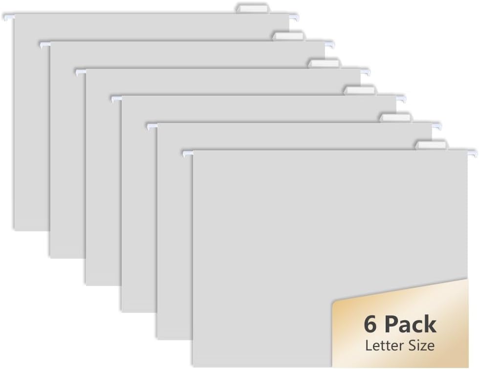 6pcs MagDurnus Hanging File Folders, Letter Size with 1/5 Adjustable Cut Tabs, Black, Decorative,Office Home Drawer,Desk and Cabinet Use