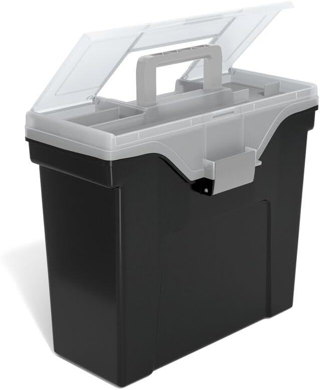 STAPLES Plastic File Box with Snap Lid, Letter/Legal Size, Clear, 4/Carton