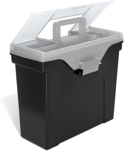 STAPLES Plastic File Box with Snap Lid, Letter/Legal Size, Clear, 4/Carton