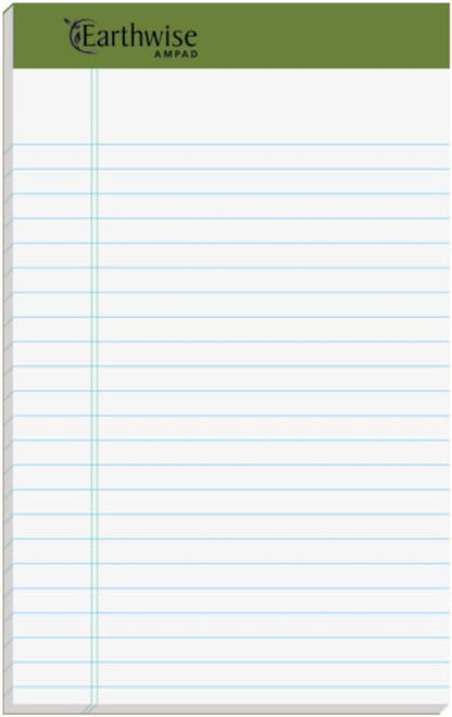 Ampad 40112R EnviroTec 100% Recycled Perforated Pad, 5x8, 20 Pound Paper, White, Jr. Legal, 40 Sheets Per Pad, 6 Pads