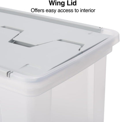 STAPLES Plastic File Box with Snap Lid, Letter/Legal Size, Clear, 4/Carton