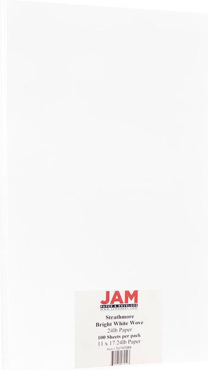JAM PAPER Ledger Matte 24lb Paper - 90 gsm - 11 x 17 Tabloid - Yellow Recycled - 100 Sheets/Pack
