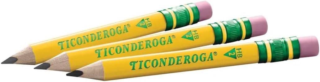Ticonderoga My First Half-Size Wooden Pencils, Large Triangle-Barrel Pre-Sharpened #2 (HB) Short 4.5" Yellow Pencils with Erasers, Yellow, 12/Pack