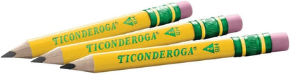 Ticonderoga My First Half-Size Wooden Pencils, Large Triangle-Barrel Pre-Sharpened #2 (HB) Short 4.5" Yellow Pencils with Erasers, Yellow, 12/Pack