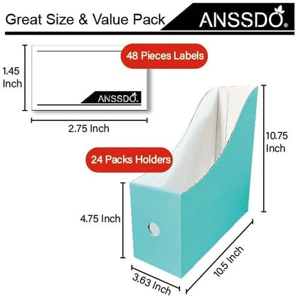 ANSSDO 12 Pack Teal Cardboard Magazine Holders, Premium Magazine File Holder for Desk, Foldable Large Volume Magazine File Organizer as Book Bins or Folder Holder for Office or School…