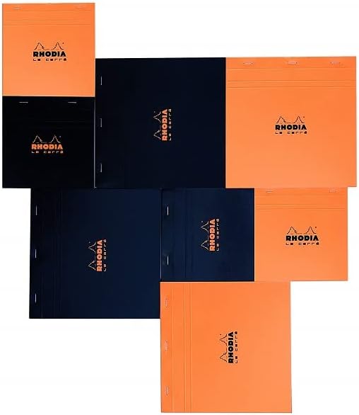 Rhodia Head Stapled Pad No16 A5, Ruled + Margin, 148x210mm-Black