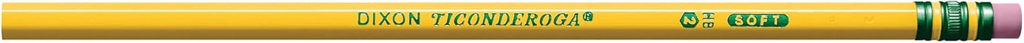 Ticonderoga Wood-Cased Pencils, Pre-Sharpened, 2 HB Soft, Yellow, 12 Count