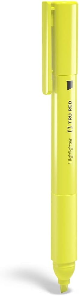 TRU RED Pocket Highlighters with Grip, Chisel Tip, Yellow, 15 Pack – Compact Highlighting Markers for Notes & Documents
