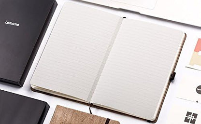 Lemome Thick Classic Notebook with Pen Loop A5 College Ruled Hardcover Writing Notebook with Pocket + Page Dividers Gifts, Banded, Large, 180 Pages, 8.4 x 5.7 in