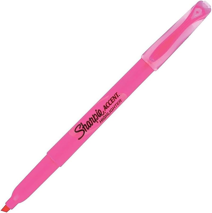 Sharpie 27009 Pocket Style Highlighters, Chisel Tip, Fluorescent Pink, Box of 12