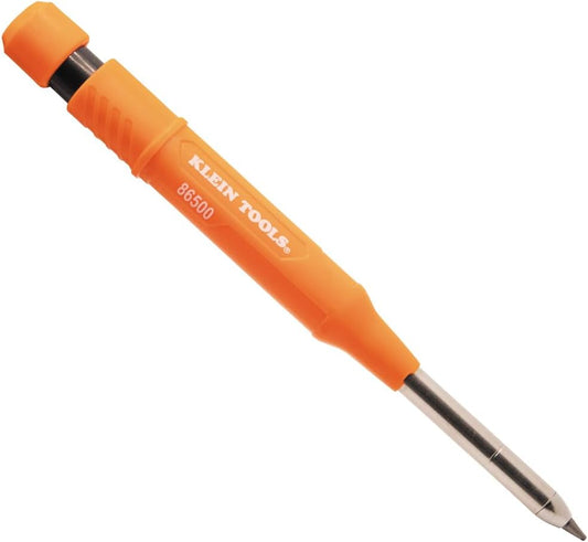 KLEIN TOOLS 80188 Skribes 2.8 mm Mechanical Carpenter Pencil with Built-In Sharpener and 10-Pack Graphite Lead Refills, for Deep Hole Marking for Woodworking and Construction