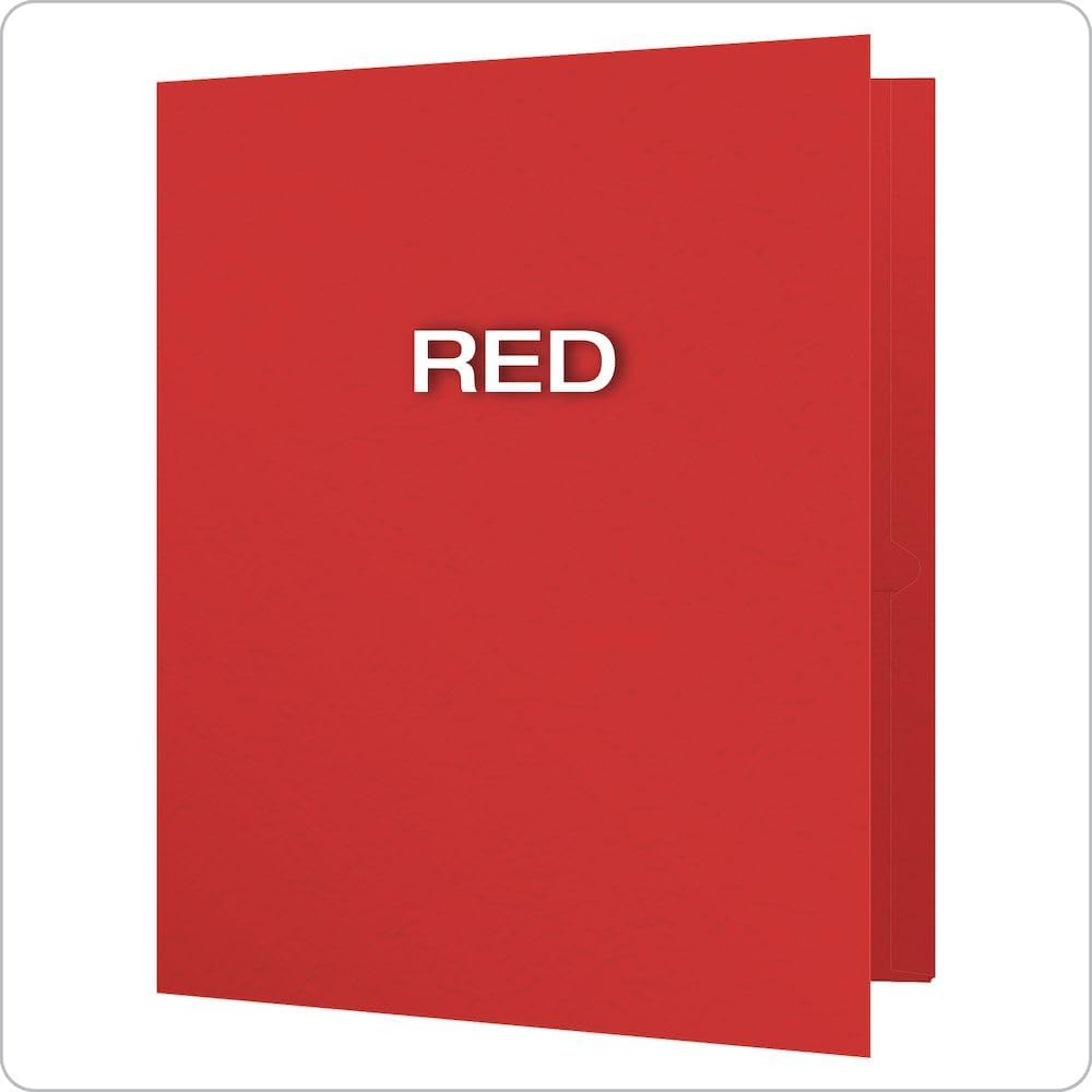 Oxford Two-Pocket Folders w/Fasteners, Red, Letter Size, 25 per Box (57711)