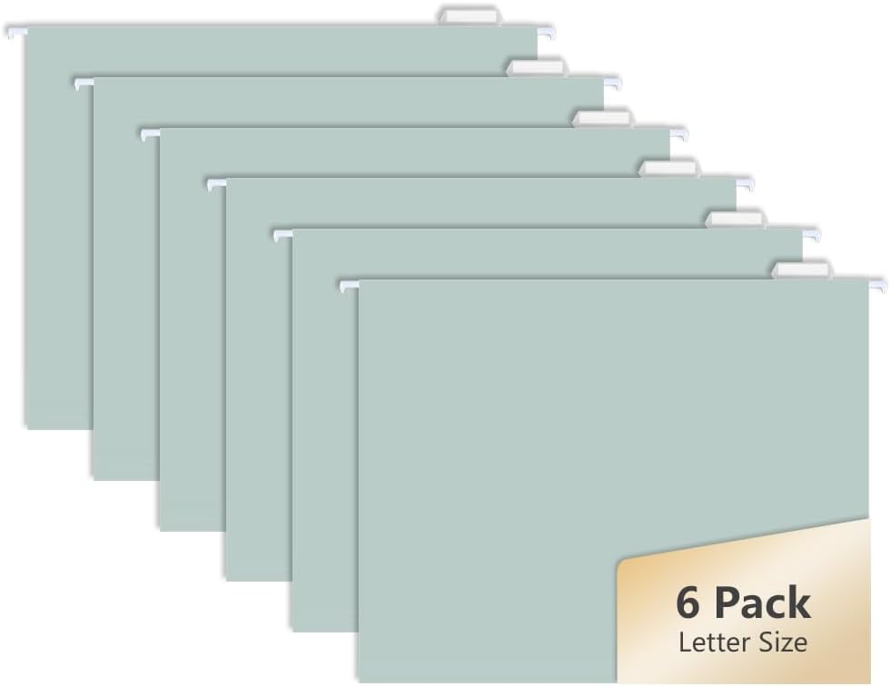 6pcs MagDurnus Hanging File Folders, Letter Size with 1/5 Adjustable Cut Tabs, Black, Decorative,Office Home Drawer,Desk and Cabinet Use