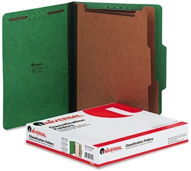 UNIVERSAL Pressboard Classification Folders Letter Six-Section Emerald Green 10