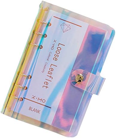 A6 A5 6-Holes Colorful PVC Cover Round Ring View Binder with Snap Button Closure File Folder for Loose Leaf Sheet Protectors Notebook Refill (Pink Daisy, A5 Mini Set) - Colors B