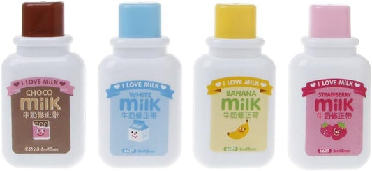 4PCS Cute Milk Bottle Style Correction Tape Office School Supplies (Random Color)