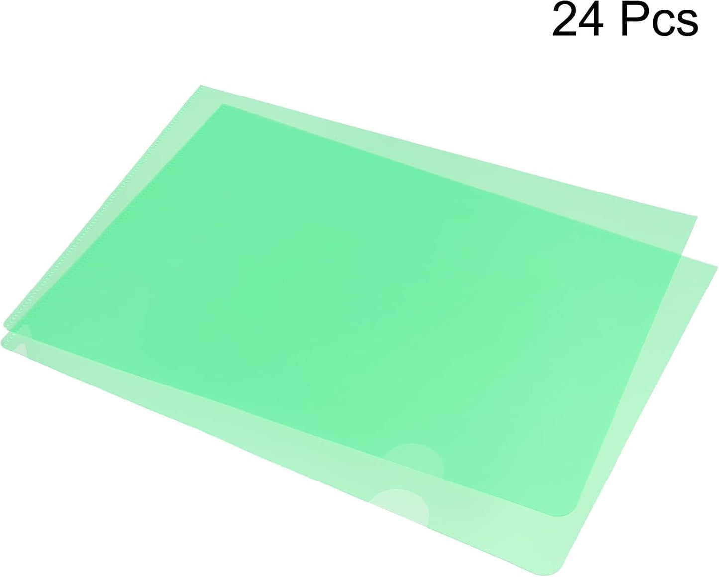 PATIKIL L Type Folders 24 Pack A4 Plastic File Project Pockets Clear Paper Document Jacket Sleeve for Office, Black
