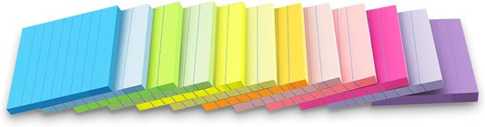 (24 Pack) Lined Sticky Notes 3x3 in,Notepads with Lines,Ruled Stickies Super Sticking Power,Office School Memo Note Pads Bright Colors,Post on Windows Doors,Recyclable,Easy to Write on