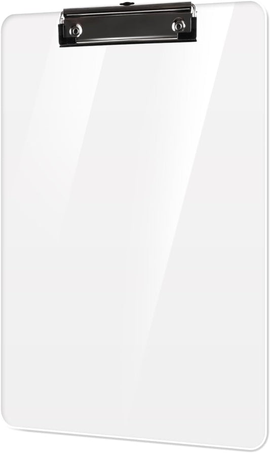 Plastic Clipboards, A4 Acrylic Clear Board 8.5x11 for Classroom, Students, Transparent Letter Size 9" x 12.5" with Low Profile Clip, Office & School Supply(Pack of 6)