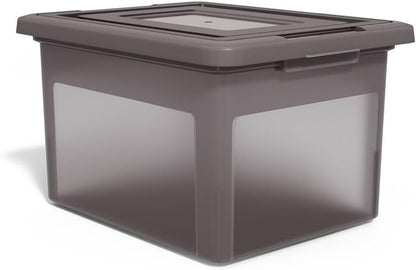 STAPLES Plastic File Box with Snap Lid, Letter/Legal Size, Clear, 4/Carton