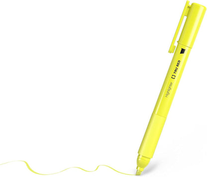 TRU RED Pocket Highlighters with Grip, Chisel Tip, Yellow, 15 Pack – Compact Highlighting Markers for Notes & Documents