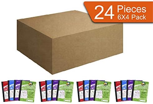 Mintra Primary Composition Notebook, 4 Pack, Assorted Colors 80 Sheets, 7.5in x 9.75in, 1/2 Sheet, Ruled with Drawing Area, Flexible Hardcover Journal, Grades K-2, School & Home Use