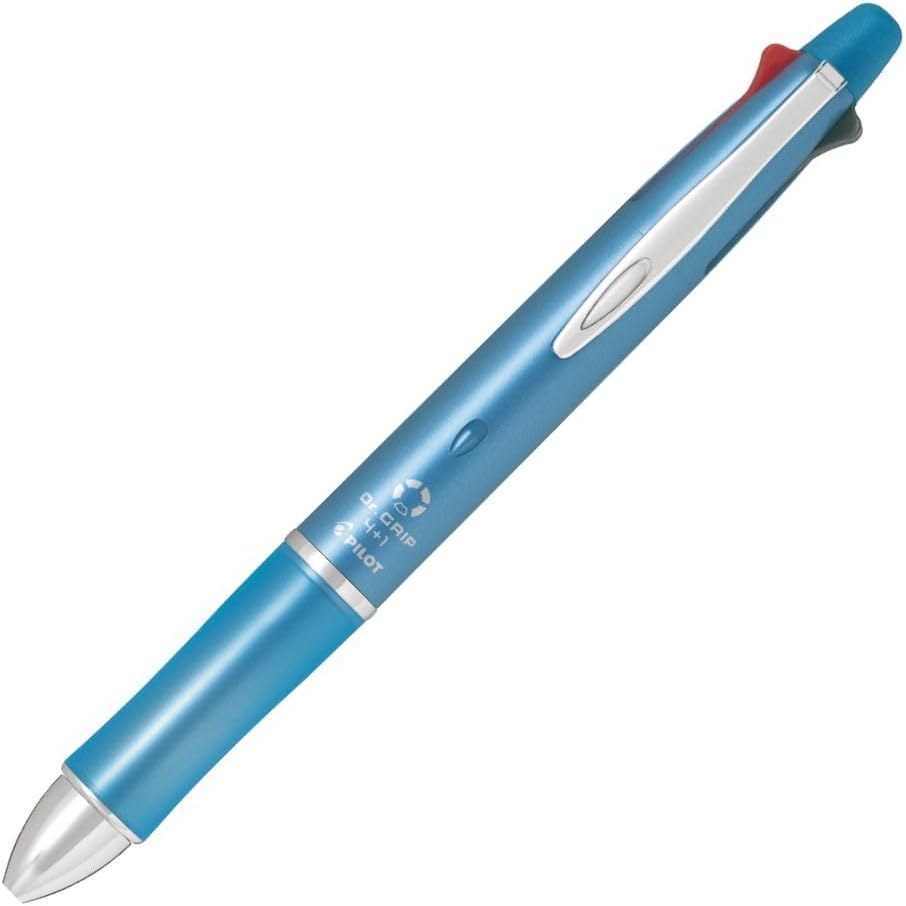 Pilot Mult Function Pen Dr. Grip 4+1, 0.7mm Acro Ink Ballpoint Pen, 0.5mm Mechanical Pencil, Silver (BKHDF1SF-SP)