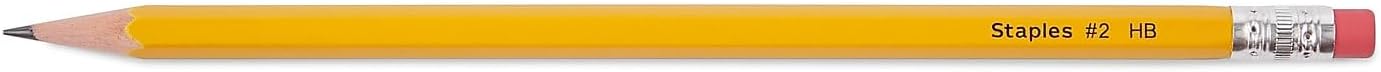 STAPLES Wooden Pencils, #2 Lead, Pre‑Sharpened, Yellow, 72 Pack – Classic Hex Pencils for School, Testing & Office Use