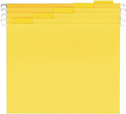 Staples Hanging File Folders, Letter Size, Blue, 5‑Tab, 1/5‑Cut Tabs, Includes Tabs & Inserts – 25/Pack
