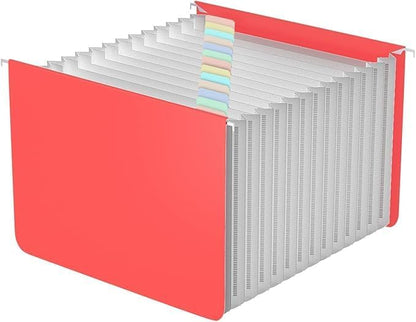 TOPCJ Plastic Expanding Hanging File Folders,12 Expandable Pockets,Multi Color Tabs,Hanging Folders for Filing Cabinet Letter Size,Office Supplies Manilla File Folders 8.5 X 11,Blue