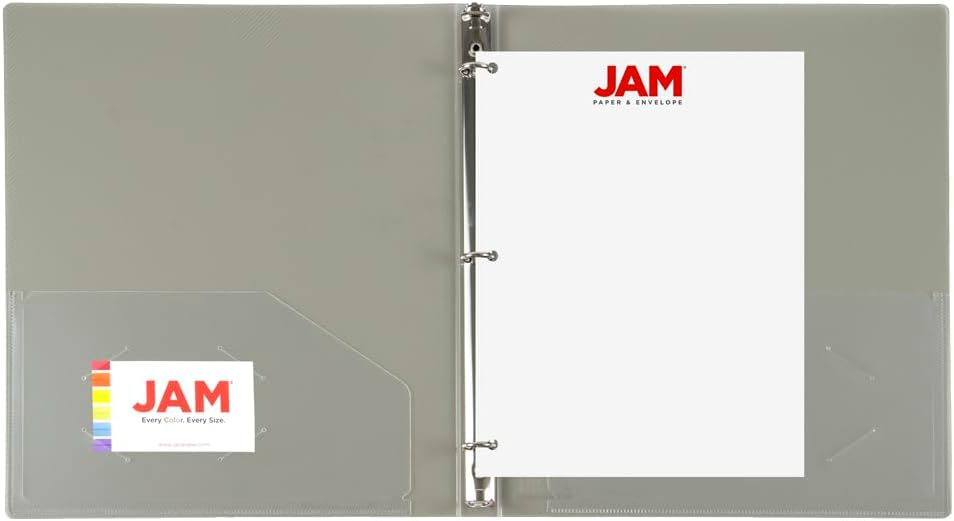 JAM PAPER Plastic 0.75 inch Binder - Clear 3 Ring Binder - Sold Individually