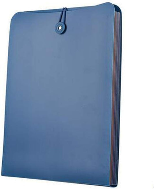 Vertical Expanding Accordion Folder with 7 Pockets Paperwork Organizer Document Wallet Briefcase Business File Organizer Bag A4 Letter Size Elastic Rope Closure Light Blue