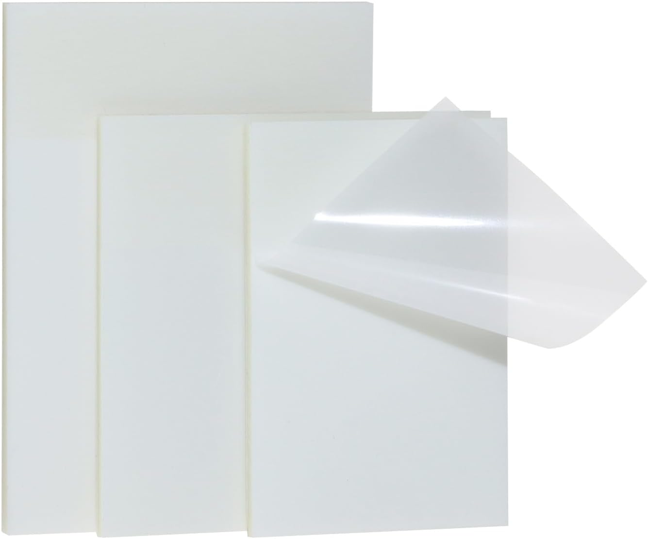 ONLYKXY 3Pack Mixed Size White Transparent Sticky Notes for Annotating,Rectangle Waterproof Clear Index Sticker Self-Stick Book Tabs 150 Sheets Soft PET Marker Memo Pad for Home Office College