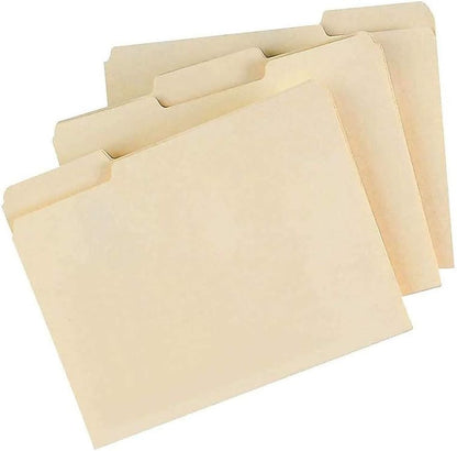 Staples Recycled File Folders, Legal Size, 1/3‑Cut Tabs, Manila, 30% Recycled Paper Stock, 100/Box
