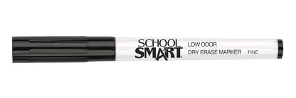 School Smart Dry Erase Pen Style Marker, Fine Tip, Black, Pack of 12 - BY1076-12BLACK