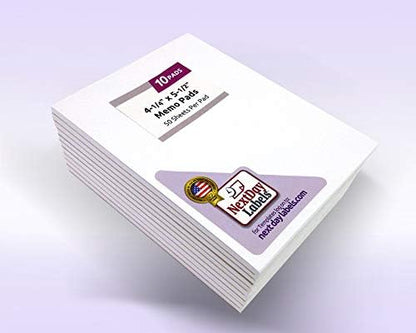 Memo Pads - Note Pads - Scratch Pads - Writing pads - 10 Pads with 50 sheets in Each Pad (5.5 x 8.5 inches)