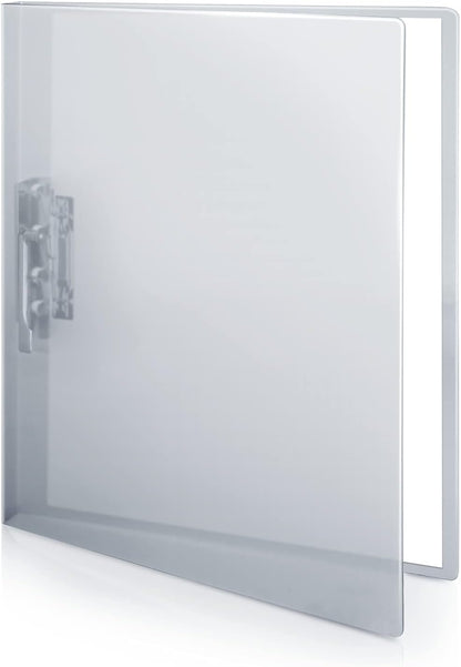 CRANBURY Punchless Clamp Binder (Dusky Gray), Ringless Binder Holds 100 Letter Size Pages, Documents, 8.5x11 Folder with Metal Clip for Home or Office, Transparent Acid-Free Poly