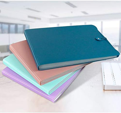 Vertical Expanding Accordion Folder with 7 Pockets Paperwork Organizer Document Wallet Briefcase Business File Organizer Bag A4 Letter Size Elastic Rope Closure Light Blue