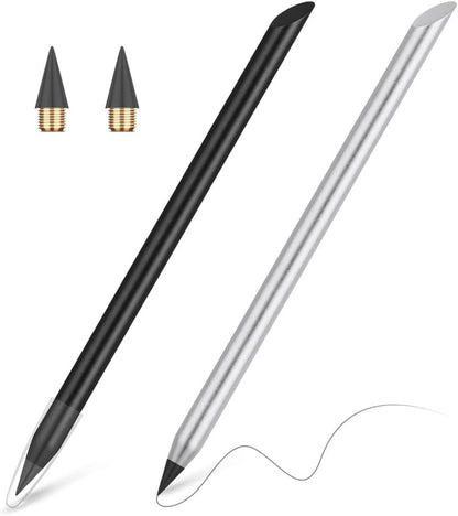 AUAUY 20PCS Inkless Pencil Replaceable Refill, Infinite Pencil Replaceable Graphite Nib, Graphite Nib Metal Inkless, Everlasting Pencils Replacement Head for Writing Drawing Office School Supplies
