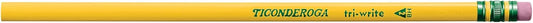 Ticonderoga Tri-Write Wood-Cased Pencils, 2HB Soft, Yellow, 12 Count
