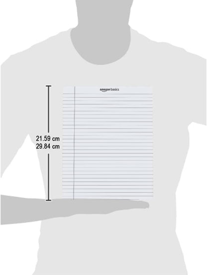 Amazon Basics Wide Ruled Lined Writing Note Pads with Sturdy Back, 8.5" x 11.75", Multicolor, 6-Pack, 300 Sheets, Perforated