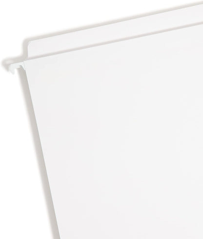 Smead FasTab Hanging File Folder, Straight-Cut Built-in Tab, Letter Size, White, 20 per Box, (64102)