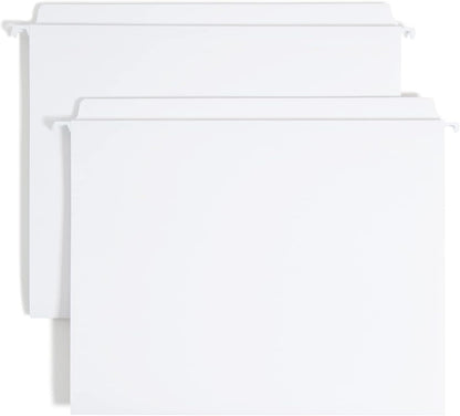 Smead FasTab Hanging File Folder, Straight-Cut Built-in Tab, Letter Size, White, 20 per Box, (64102)